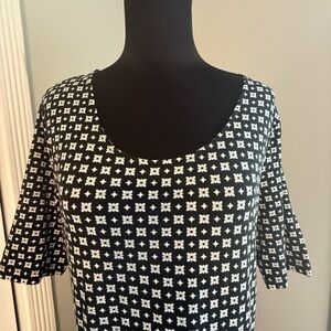 Lands' End Black and White Dress size L with pockets